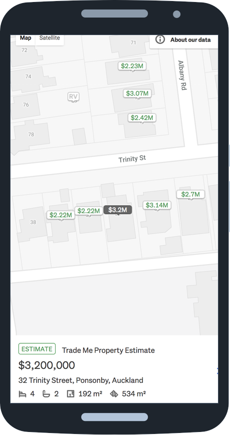 Map detail of 32 Oxford Street, Devonport on mobile