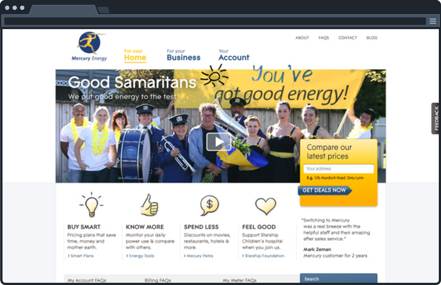 Mercury Energy homepage