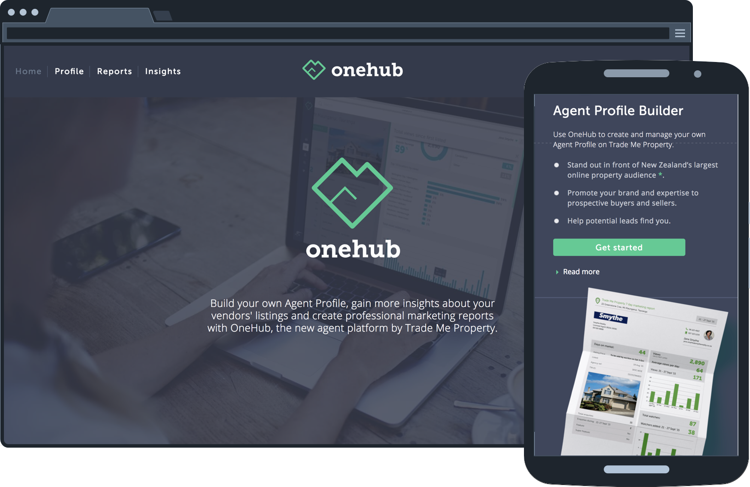 OneHub responsive home page
