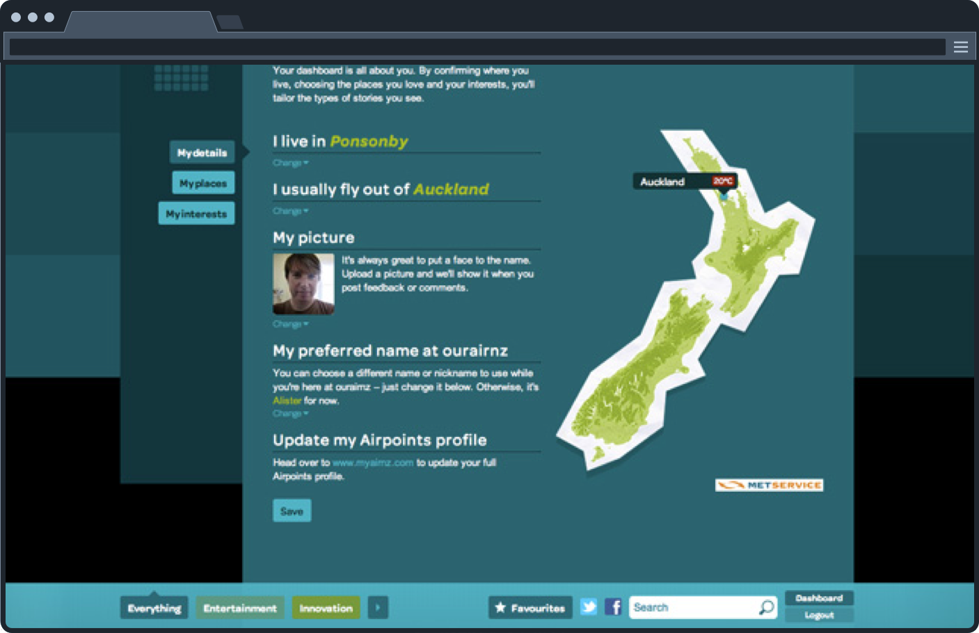 Ourairnz location preferences
