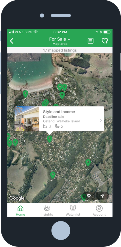 Trade Me Property App map view for iOS